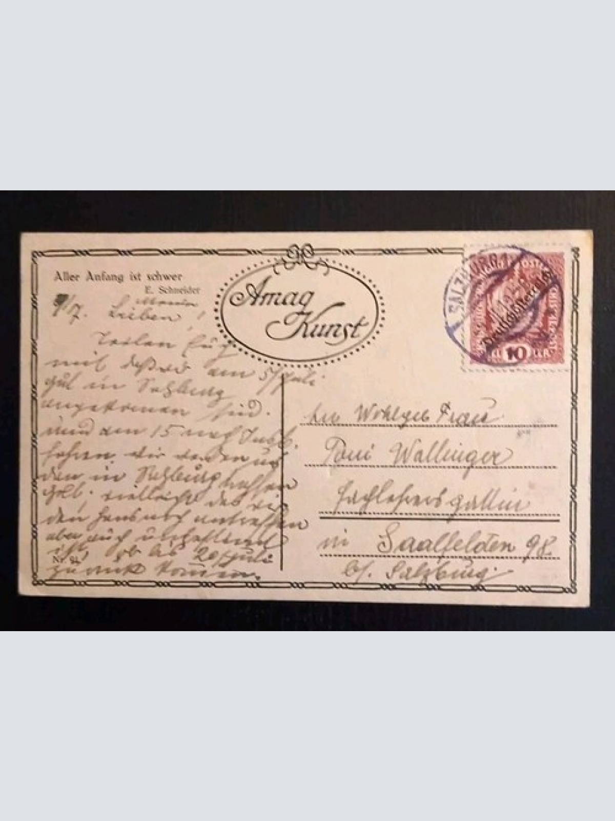 Künstlerkarte Schneider Aller Anfang Ist Schwer 600573A Gr