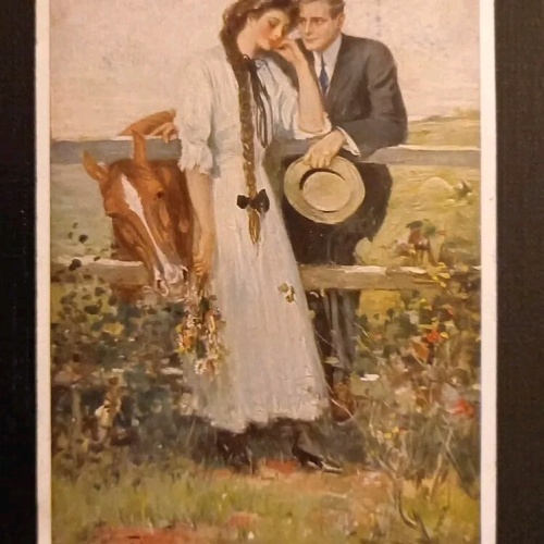 Künstlerkarte Es Stand Ein Röslein Auf Der Heide 600576A Gr