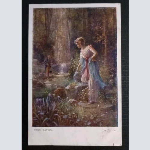 Künstlerkarte Hans Zatzka Die Forelle 600508A Gr