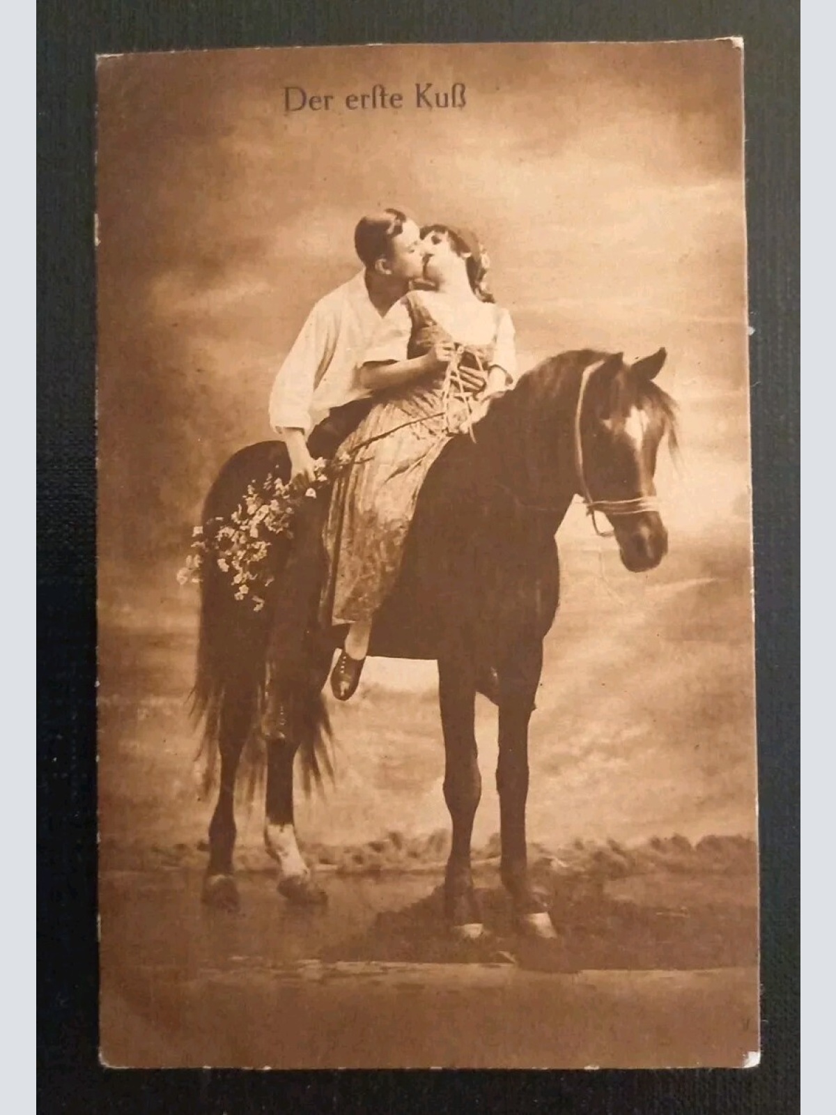 Künstlerkarte Der Erste Kuss Pferd 600607A Gr