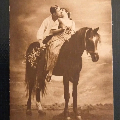 Künstlerkarte Der Erste Kuss Pferd 600607A Gr