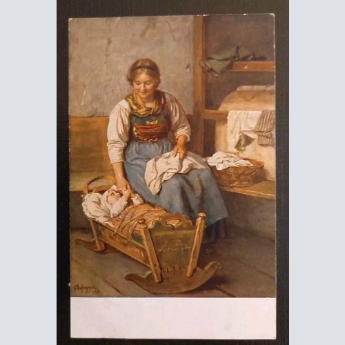 Künstlerkarte Defregger Mutterglück 600627A Gr