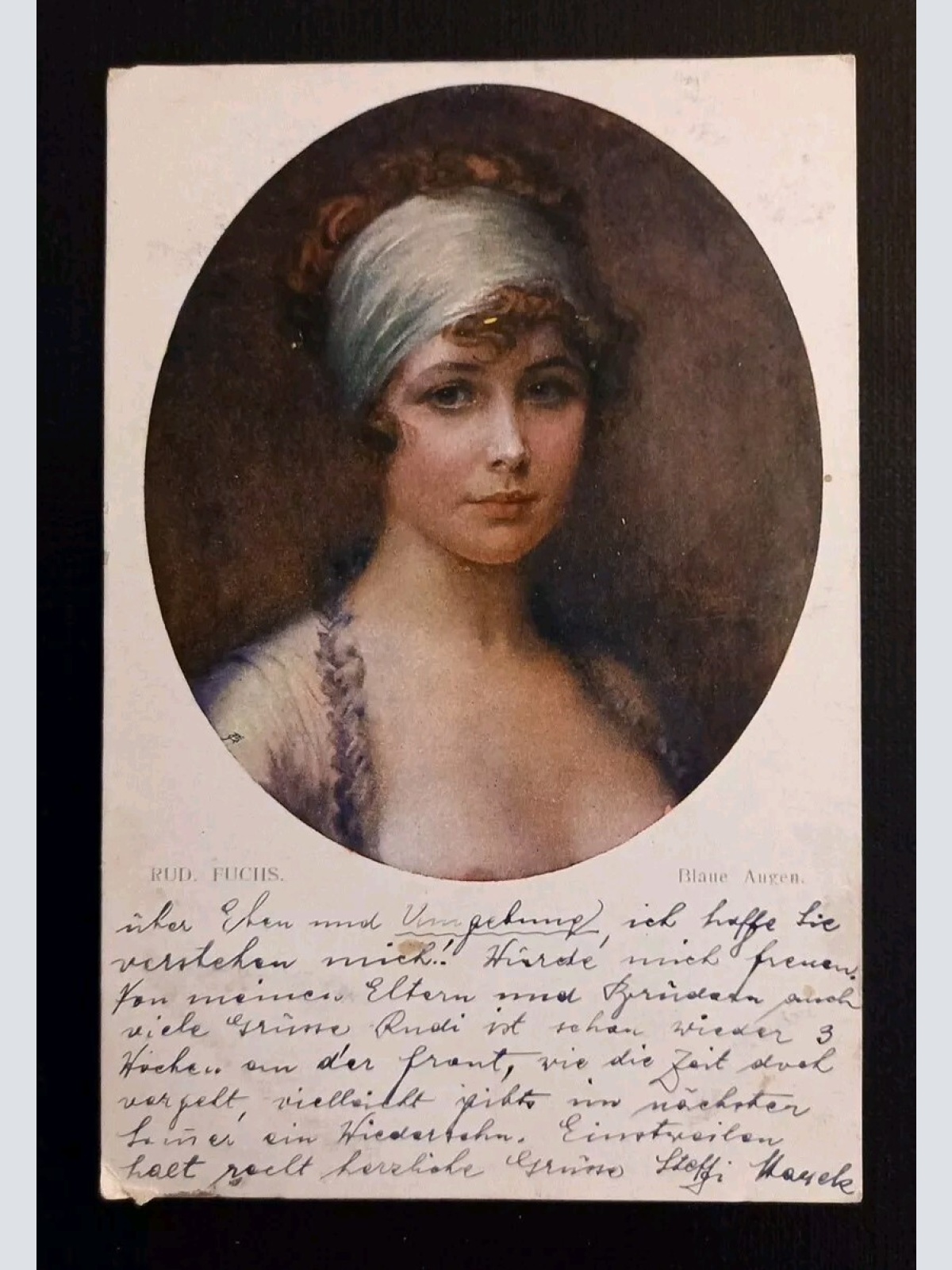 Künstlerkarte Rud.Fuchs Blaue Augen 600583A Gr