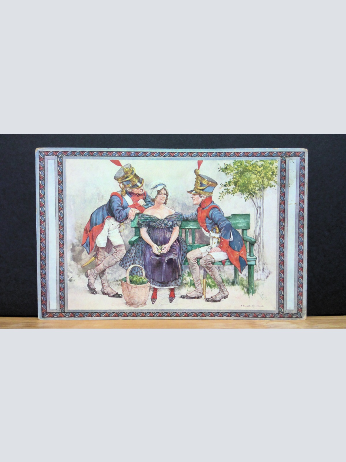 Aus der guten alten Zeit. Dessin 1 Soldaten Bauernmädchen JW 650193 C