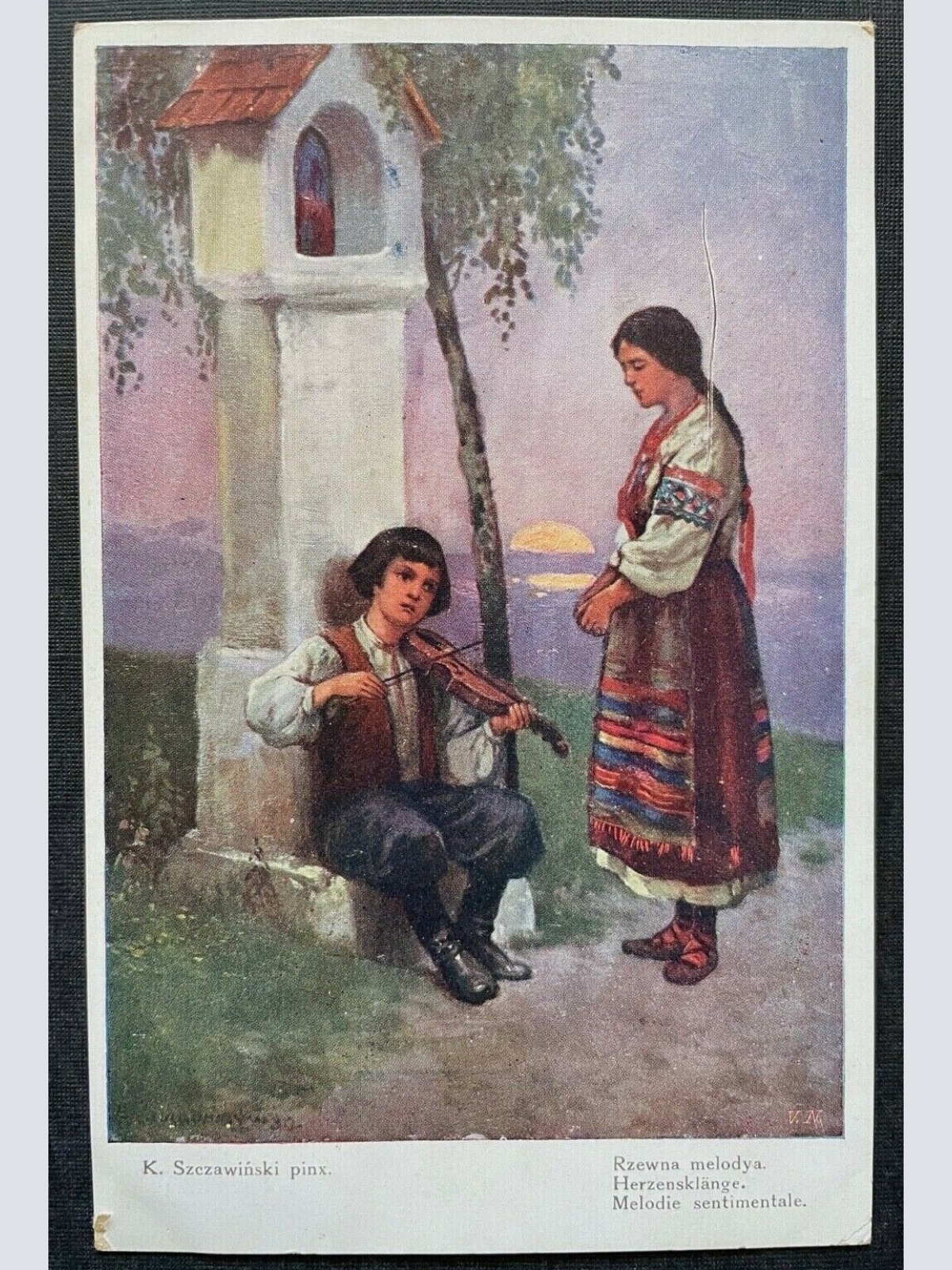 Malerei Herzensklänge K.Szczawinski Musiker Geige Frau Bildstock Sonne 400289 A