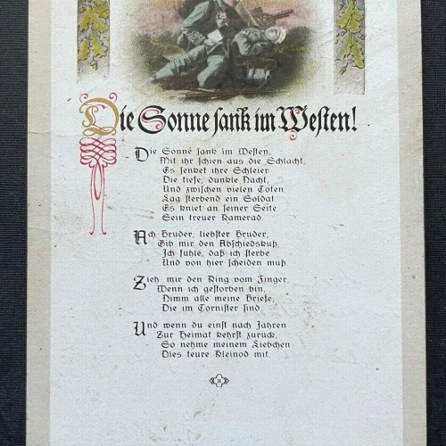 Sonne sank im Westen! Gedicht Spruch Soldaten Abschied Militär Krieg 400320 TH F