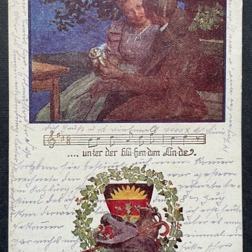 Deutscher Schulverein Noten Lied Unter Linde Paar Mann Frau Krug 400290 TH