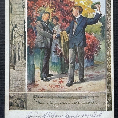 Deutscher Schulverein Im Purpurschein Noten Lied Handschlag Mann Anzug 400328 TH