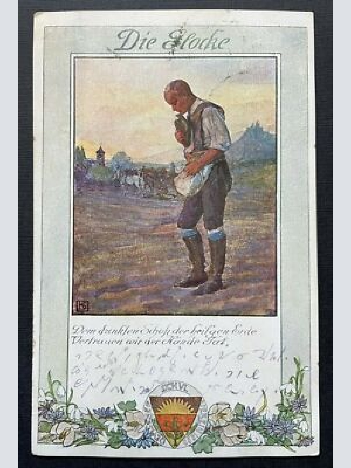 Deutscher Schulverein Die Glocke Gedicht Spruch Mann Bauer Erde Ernte 400312 TH