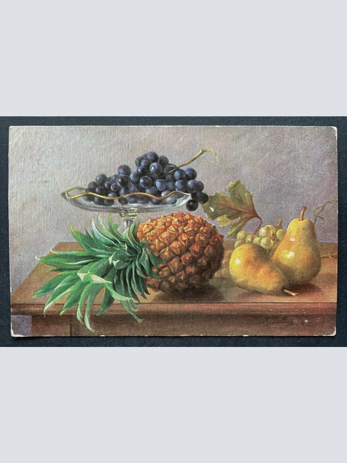 Malerei Stillleben Obst Schüssel Schale Weintrauben Ananas Birnen 400262 TH A