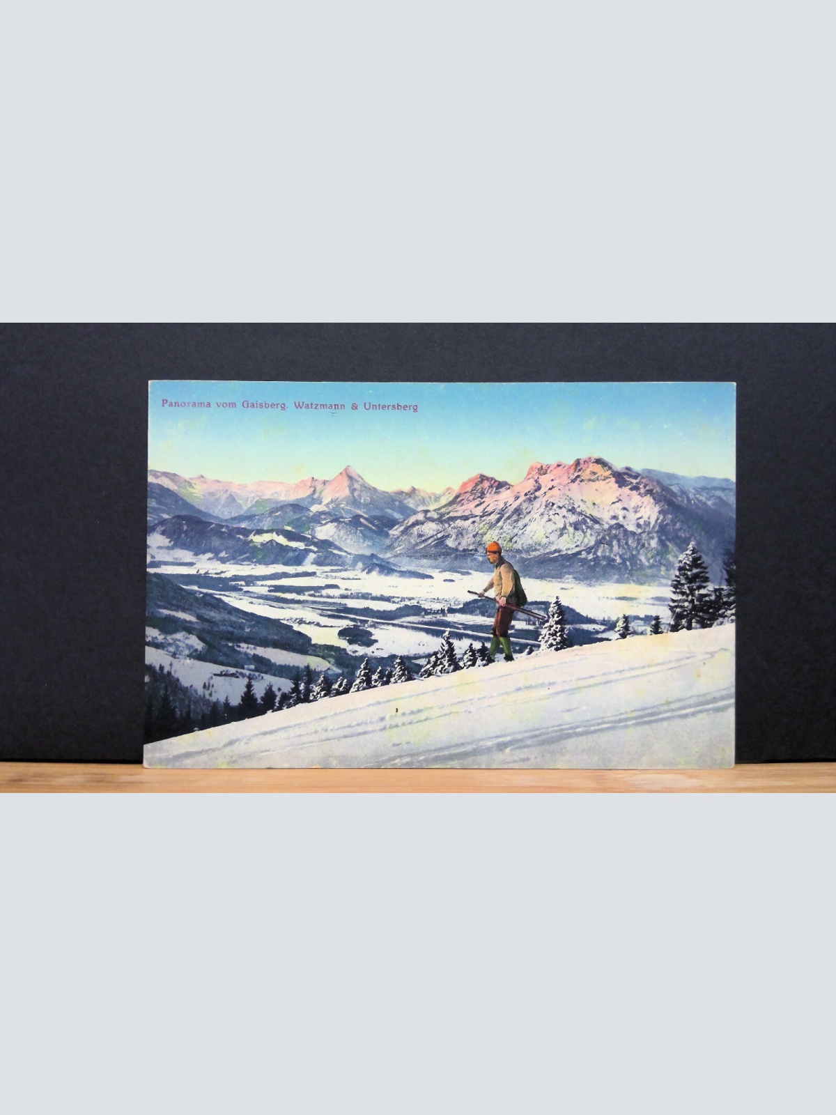 Panorama vom Gaisberg Watzmann Untersberg Ski Alpinsport Gemälde JW 650331 C