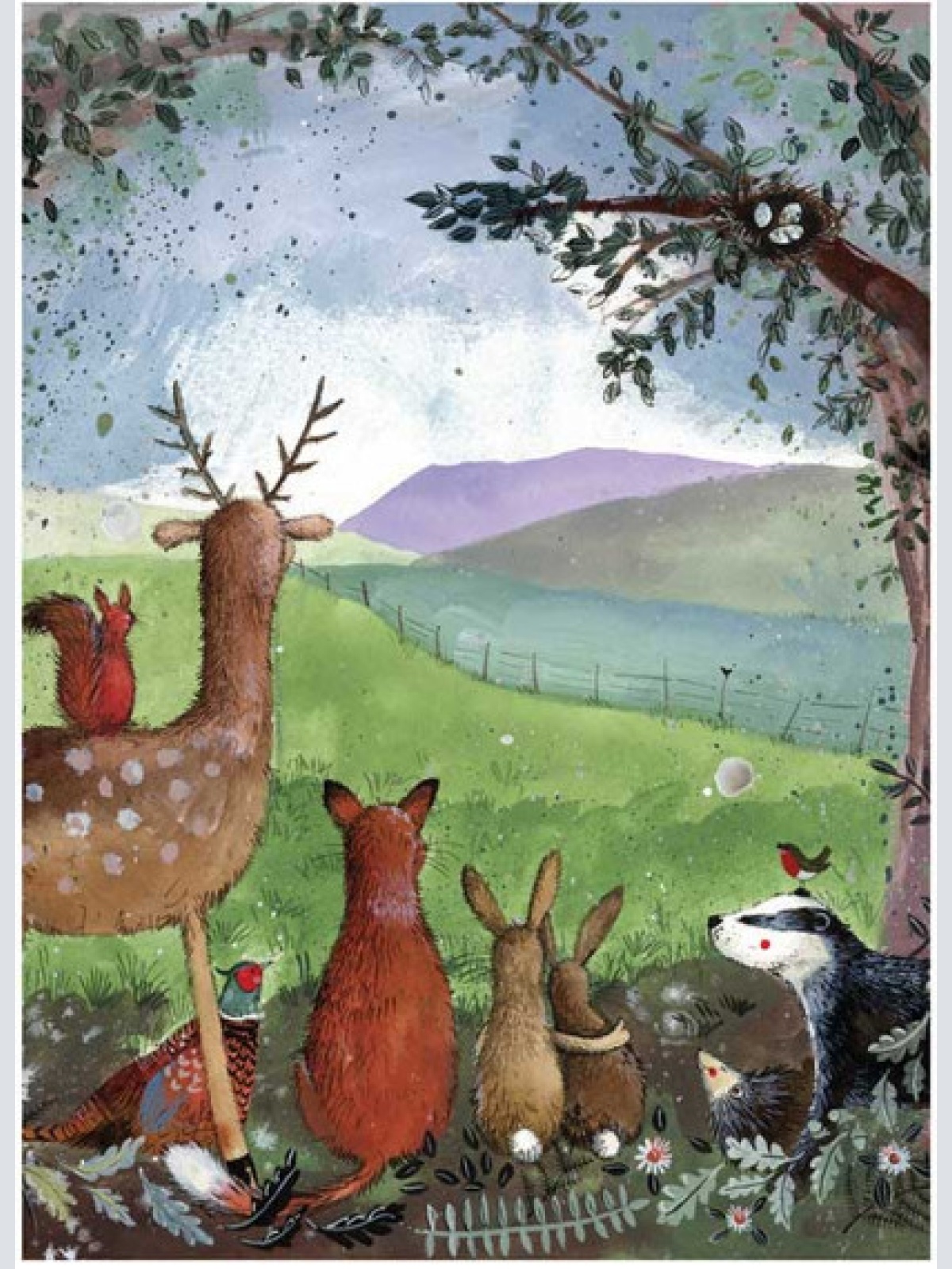 Alex Clark Karte Tiere am Waldrand Forest Friends 140x140 mm incl. Umschlag 0043