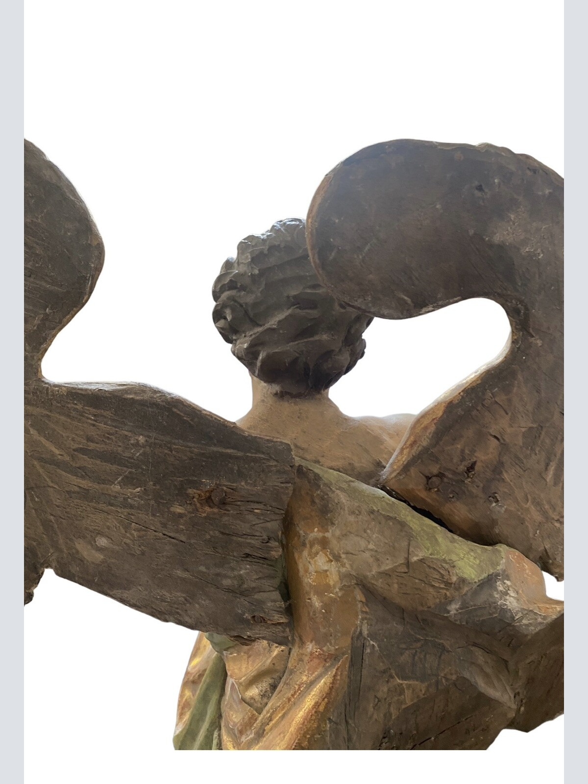 Großer Anbetungs Engel Holzengel Um 1900 Oder früher H 65 B 95 T 45