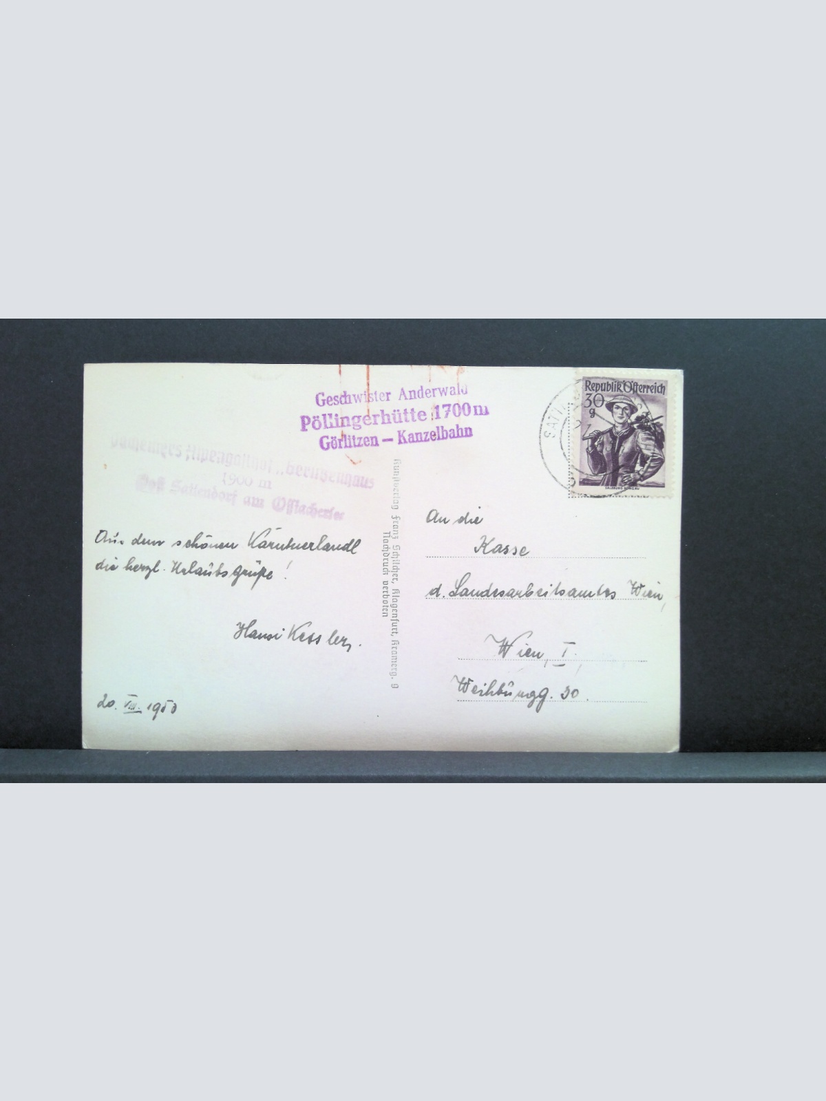 Kanzelbahn Blick auf Villach und Julische Alpen JW 650422 C