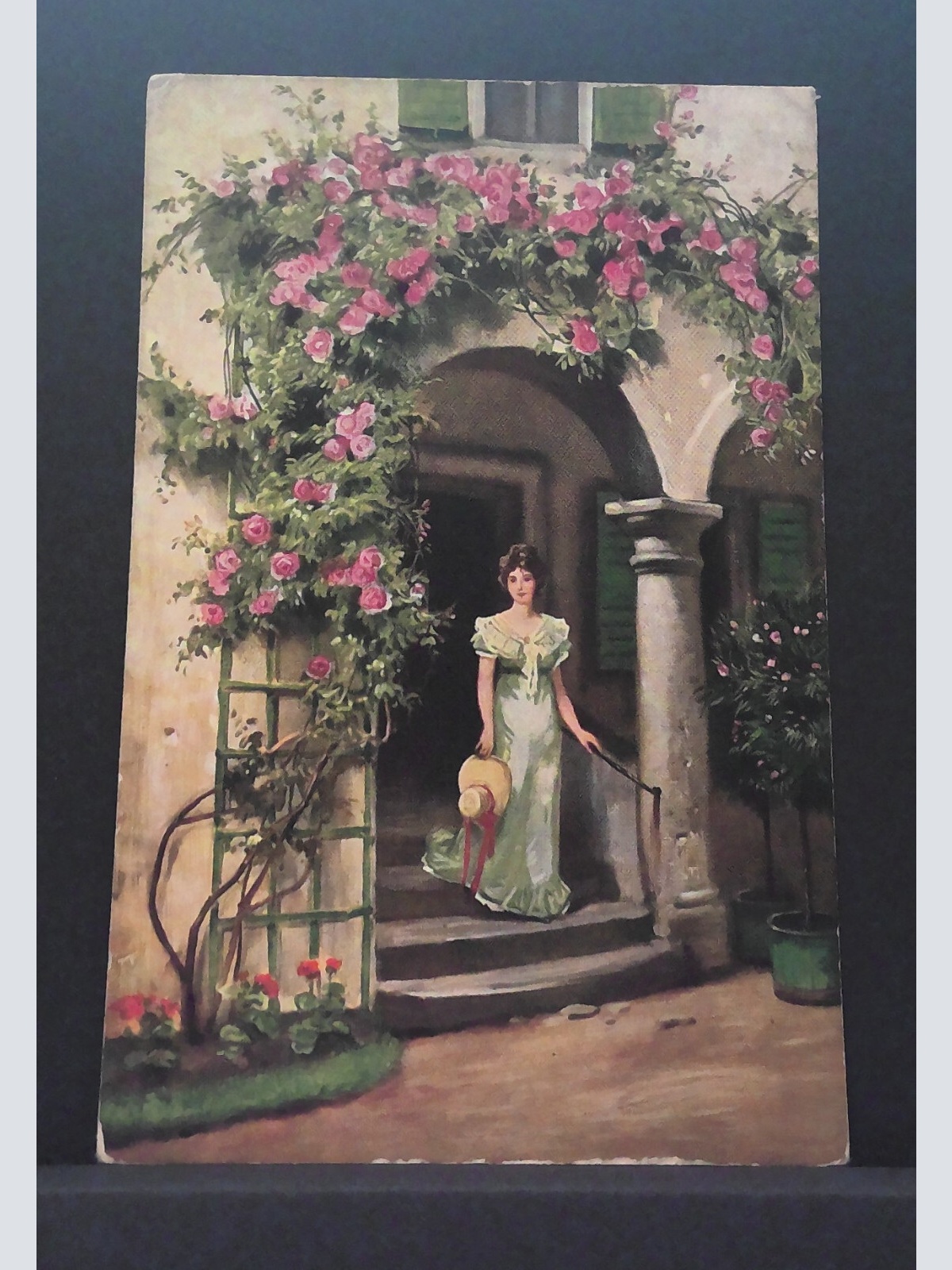 Dame unbekannt Hauseingang Rosen JW 500428 C