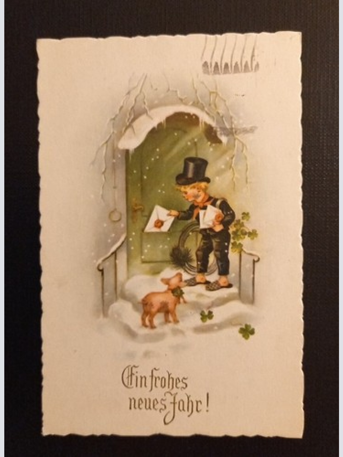 Ein Frohes Neues Jahr Rauchfangkehrer Mit Brief Und Schwein 165318 G