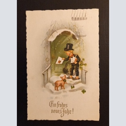 Ein Frohes Neues Jahr Rauchfangkehrer Mit Brief Und Schwein 165318 G
