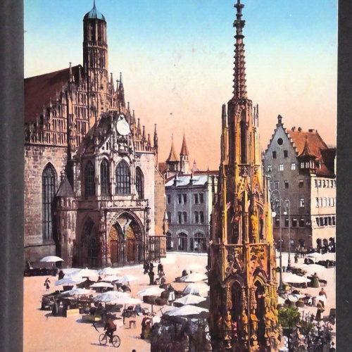 Nürnberg Schöner Brunnen und Frauenkirche Fahrrad 716 jw J