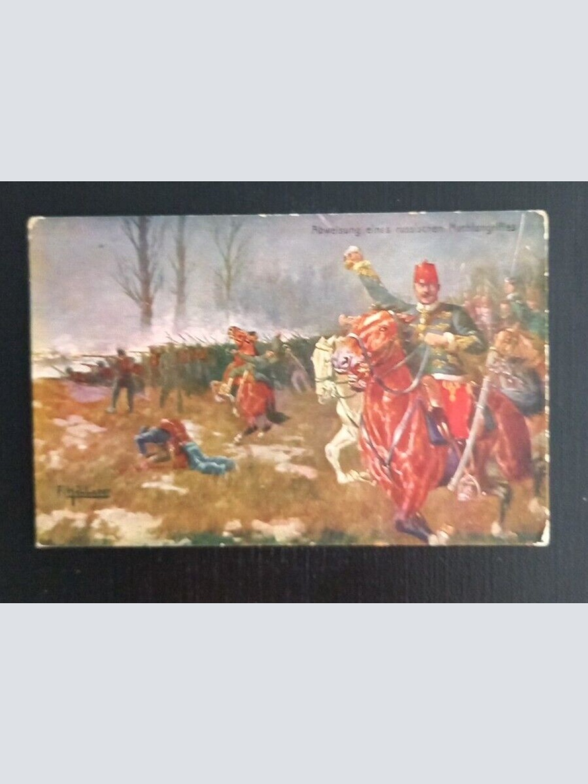 Ansichtskarte Abweichung Eines Russischen Nachtangriffes Kavallerie I WK 2113 G