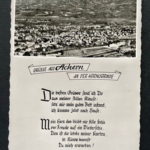 Grüsse a. Achern Hornisgrinde Stadt Spruch BadenWürttemberg Deutschland 401087 A