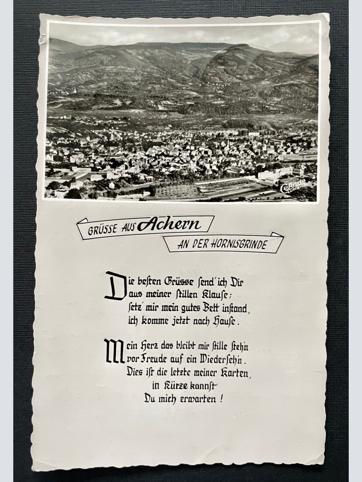 Grüsse a. Achern Hornisgrinde Stadt Spruch BadenWürttemberg Deutschland 401087 A