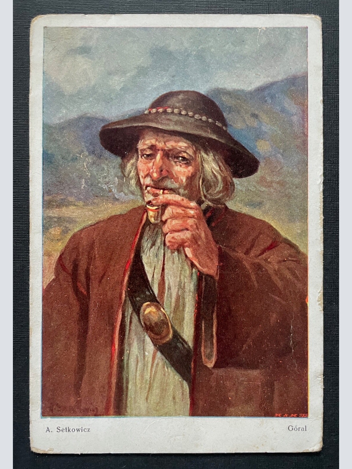 Góral Bergsteiger A.Sekowicz Mann Hut Bart Mantel Bild Künstlerkarte 401085 TH A