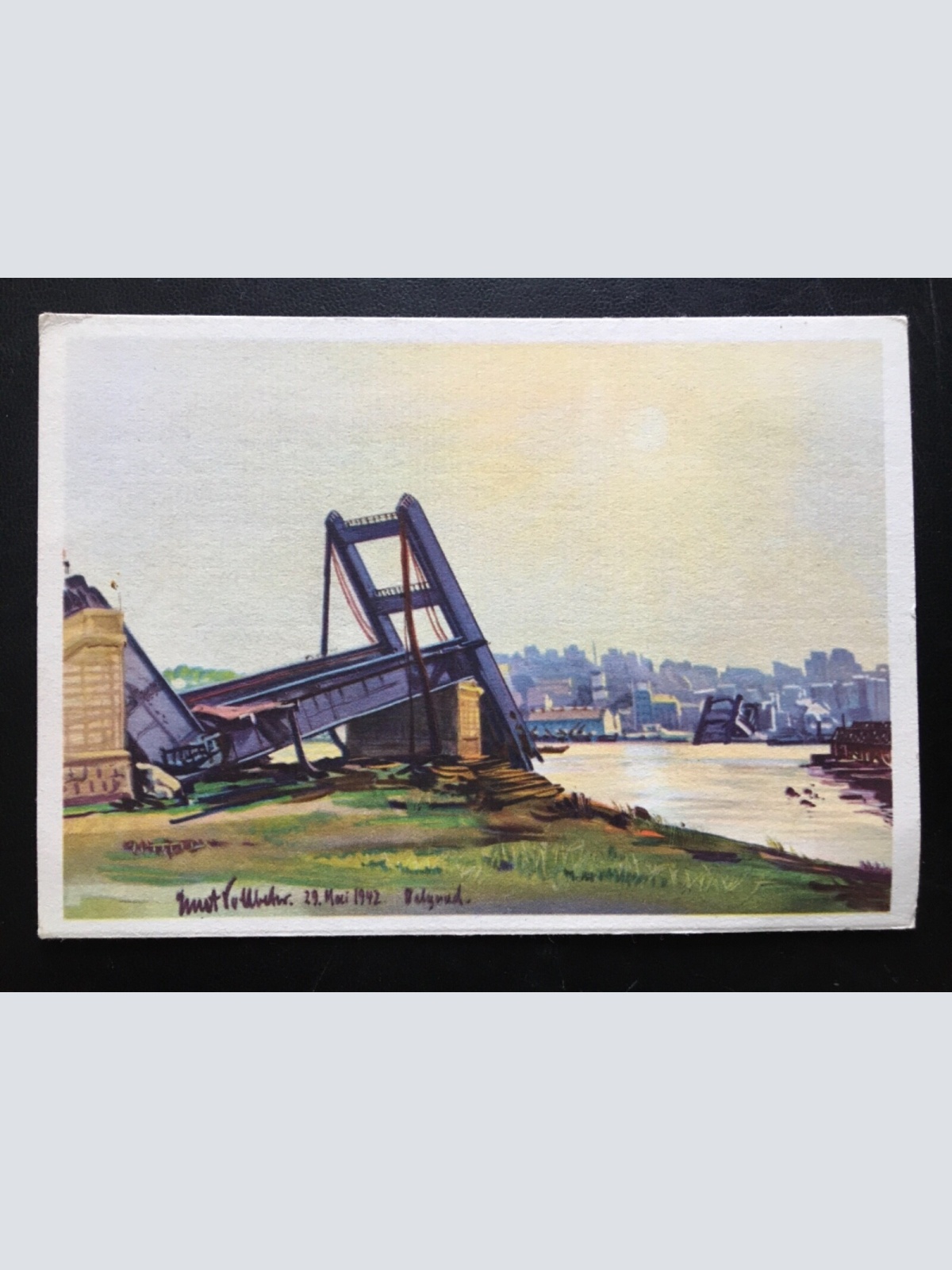 Die v. Serben zerstörte Alexanderbrücke (E.Vollbehr) - Belgrad Serbien 270033 TH