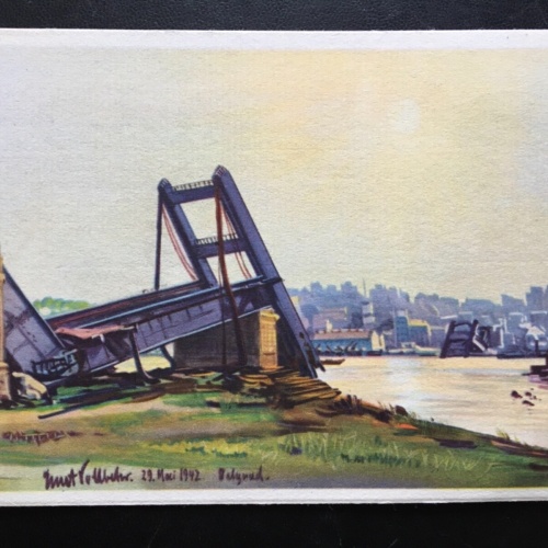 Die v. Serben zerstörte Alexanderbrücke (E.Vollbehr) - Belgrad Serbien 270033 TH