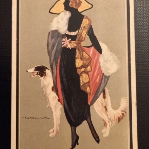 Dame mit Hut und Windhund 800057 Ga E