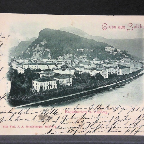 Gruss aus Salzburg Kapuzinerberg und Gaisberg Salzach JW21432