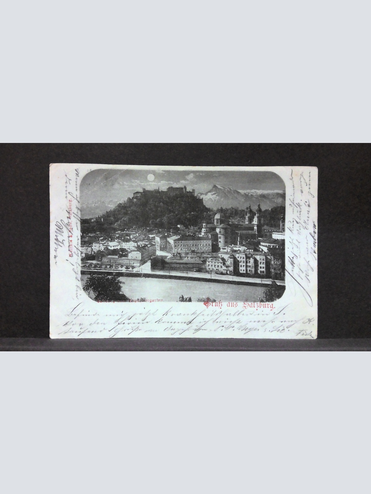 Gruß aus Salzburg Kapuzinergarten Salzach Mondkarte JW5861