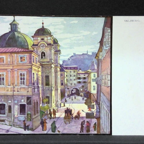 Salzburg Dreifaltigkeitskirche und Sauterbogen Zeichnung Künstlerkarte JW165760