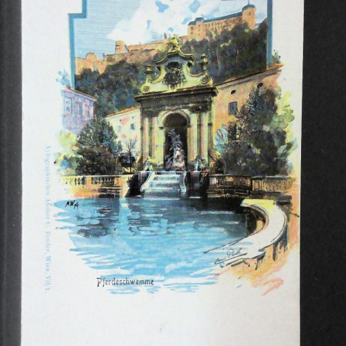 Gruss aus Salzburg Pferdeschwemme Zeichnung JW165778