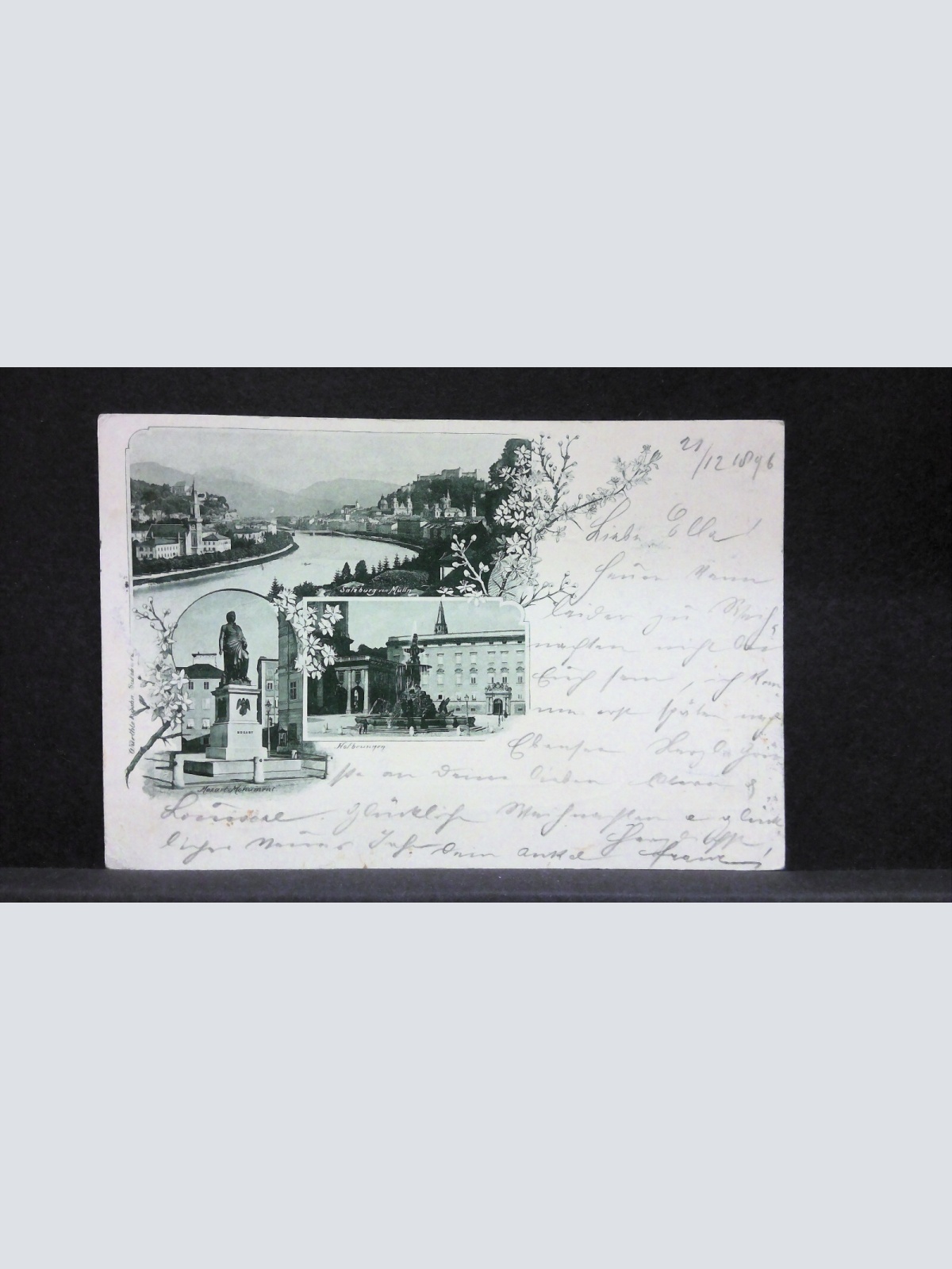 Salzburg Hofbrunnen Mozart Monument Salzburg aus Mülln JW5816