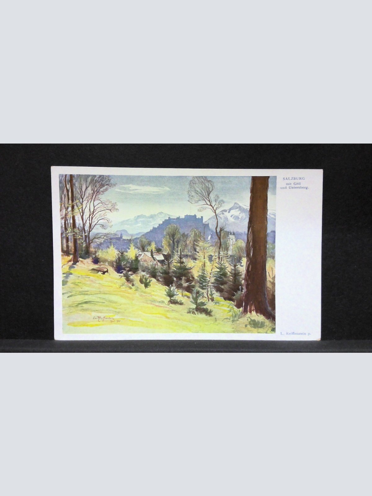 Salzburg mit Göll und Untersberg Zeichnung Künstlerkarte JW6787