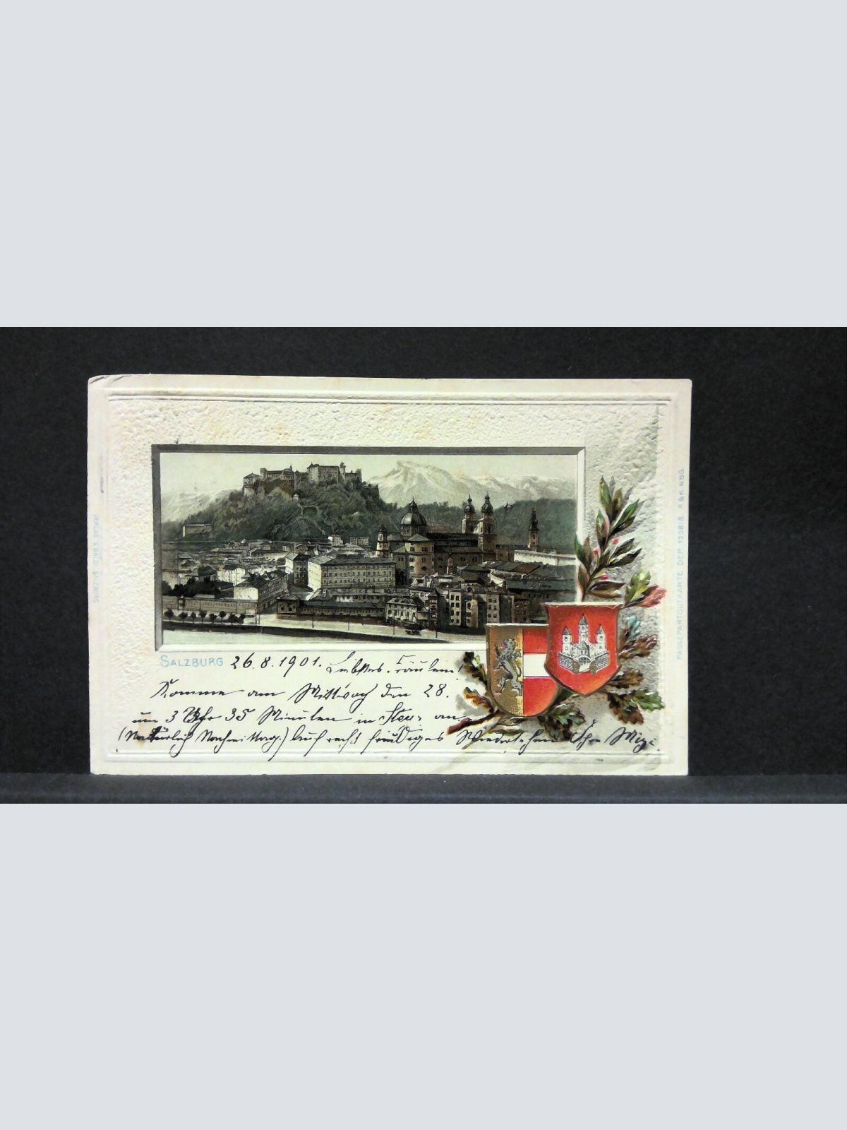 Salzburg Zeichnung Wappen Tiefdruck Künstlerkarte JW21314