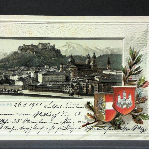 Salzburg Zeichnung Wappen Tiefdruck Künstlerkarte JW21314