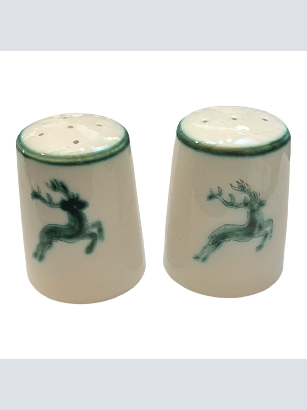 Gmundner Keramik Grüner Hirsch Salz u Pfefferstreuer
