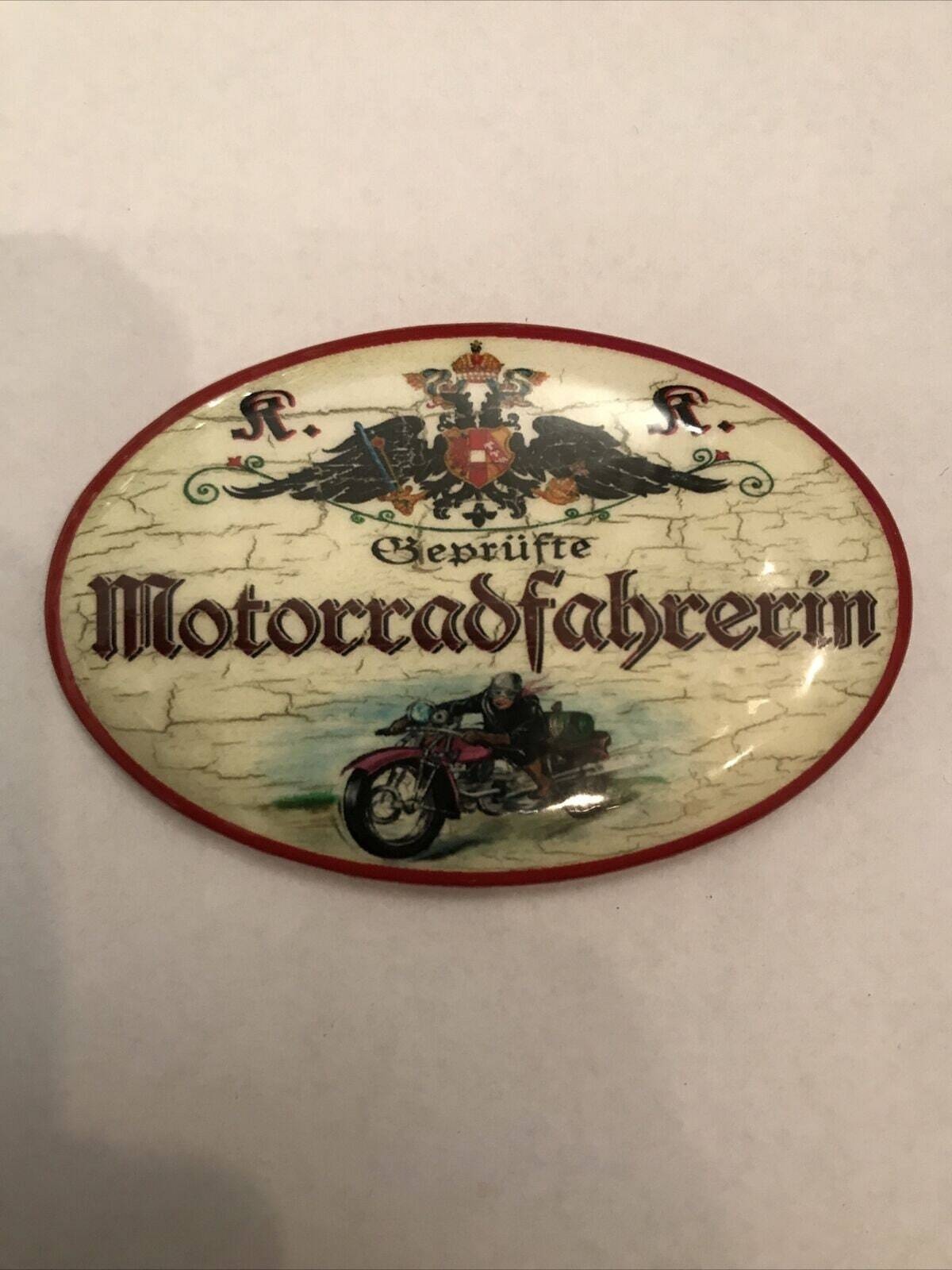 K&k nostalgie flaschenöffner magnetisch motorradfahrerin 7x4,5cm