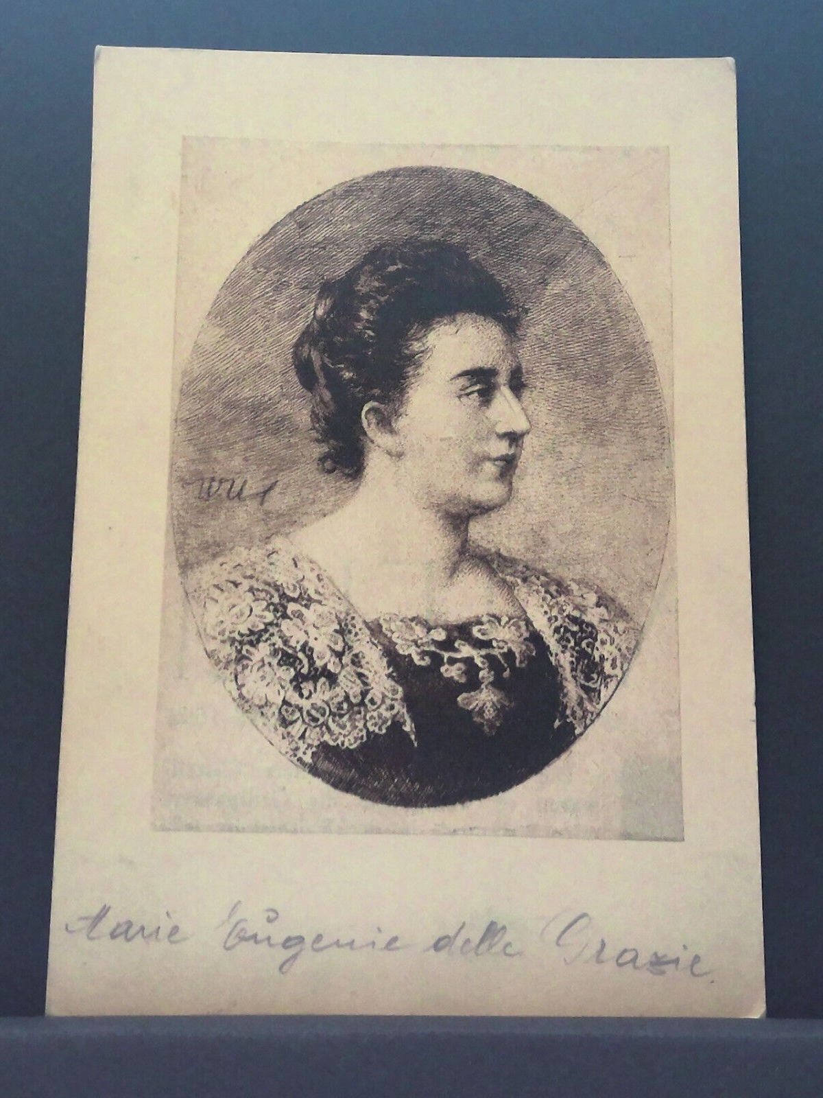 Marie Eugenie della Grazie Dichterin Österreich Porträt Zeichnung JW 650427 C