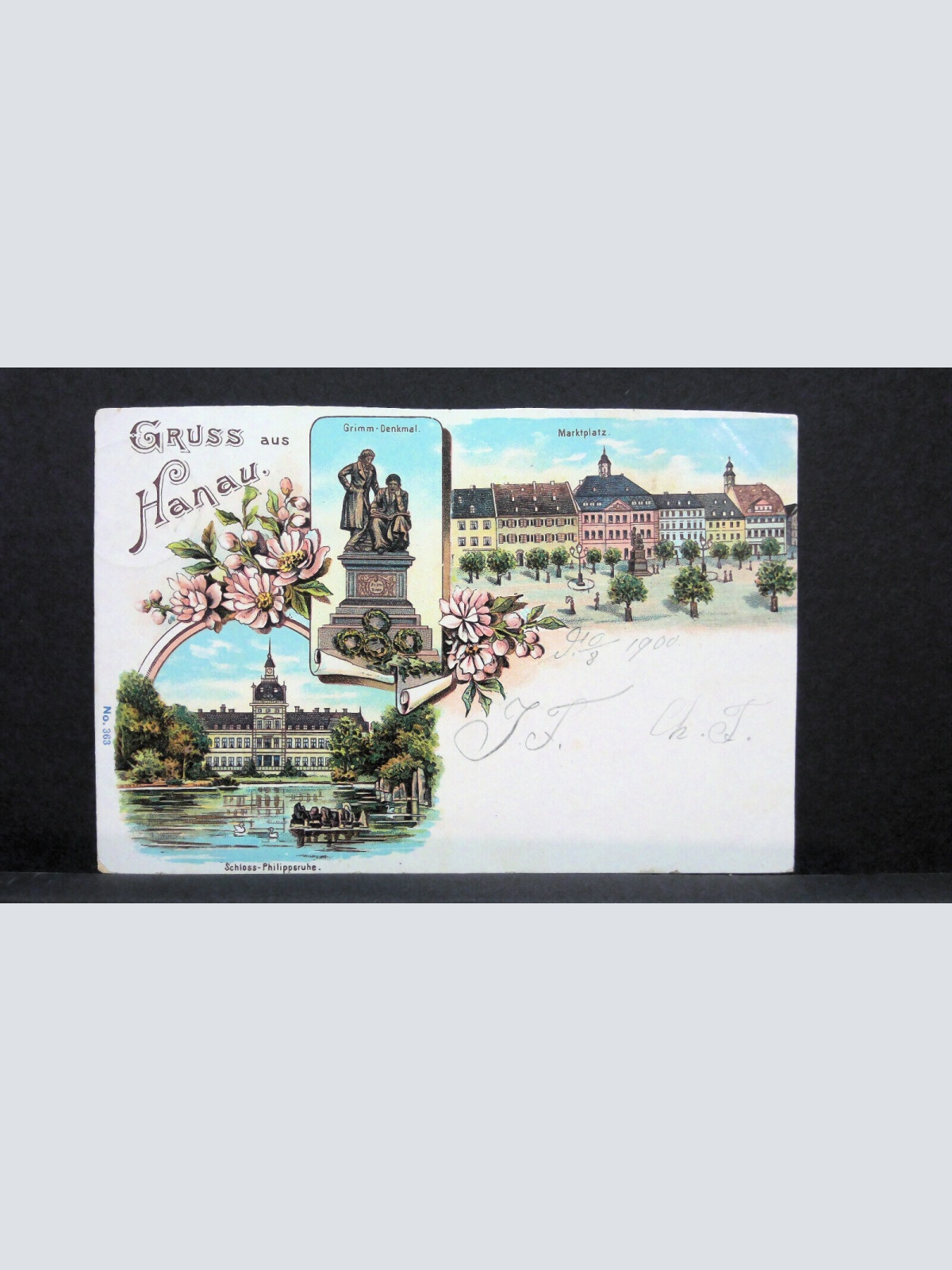 Gruß aus Hanau Denkmal Brüder Grimm Schloss Philippsruhe JW 500257 C