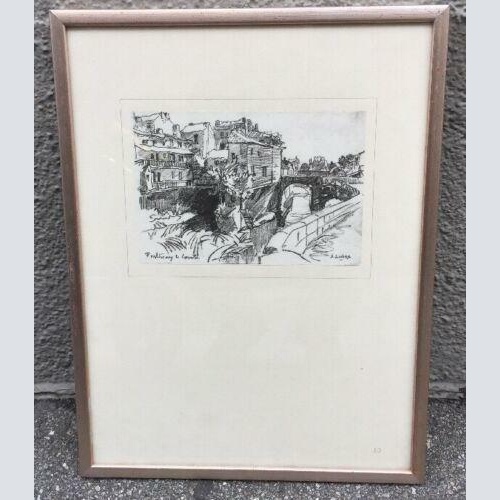 Auguste Lepere Fontenay le Comte Lito 1912   gerahmt 46.5 X  35.5 cm 14540