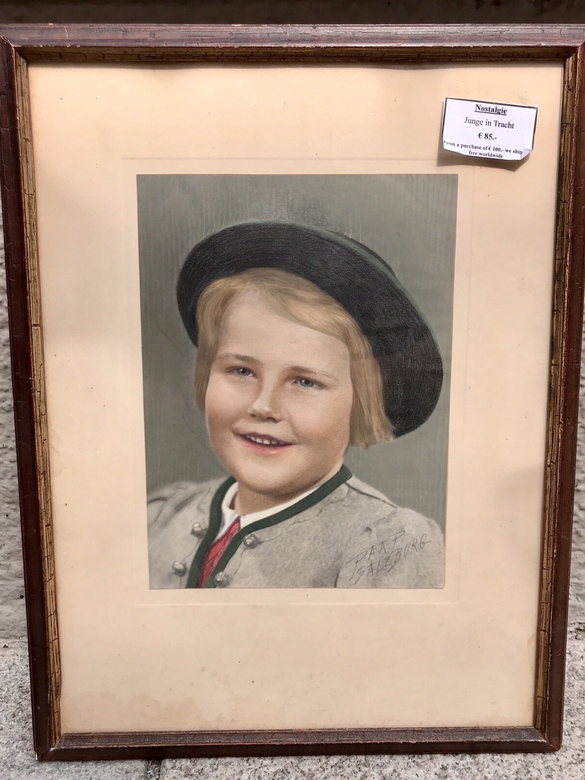 nostalgie bild, Junge in Tracht, Inkl Rahmen 31x40,5cm (300031)