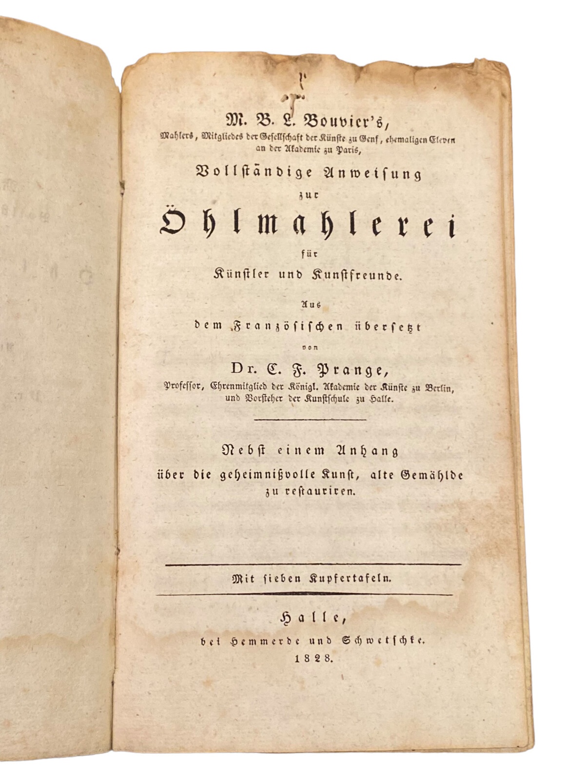 4231 Bouvier VOLLSTÄNDIGE ANWEISUNG ZUR ÖHLMAHLEREI F KÜNSTLER UND KUNSTFREUN