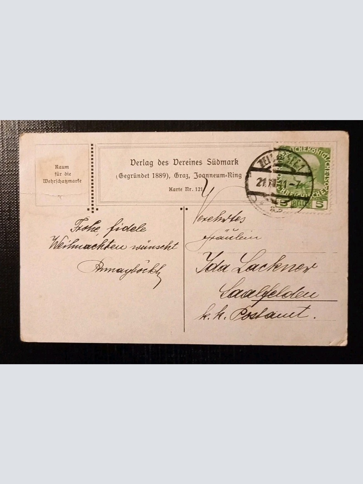 Fröhliche Weihnachten Hund  Kreuz Südmark  Böhmen Hans Kaufmann 5548 Gr