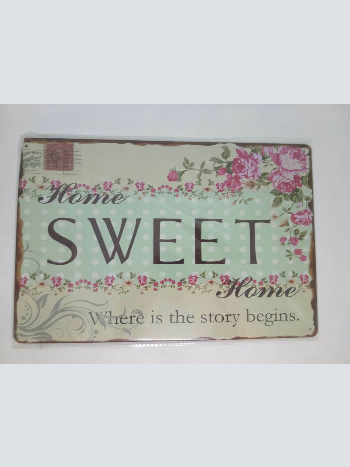 Nostalgie Vintage Retro Blechschild "home sweet home" blumen flowers 30x20 50339