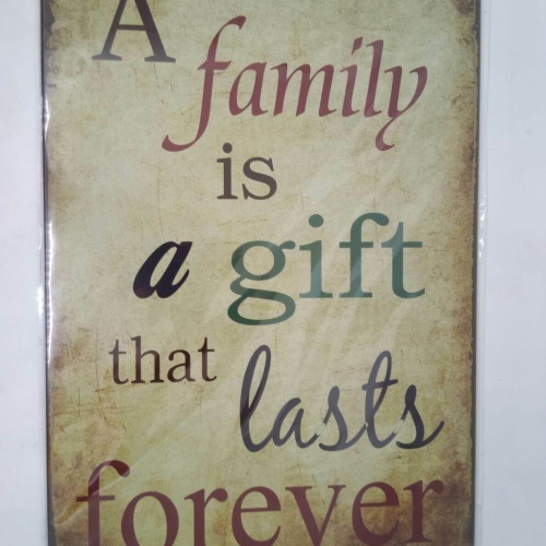 Nostalgie Retro Blechschild "a family is a gift that lasts forever" 30x20 50336