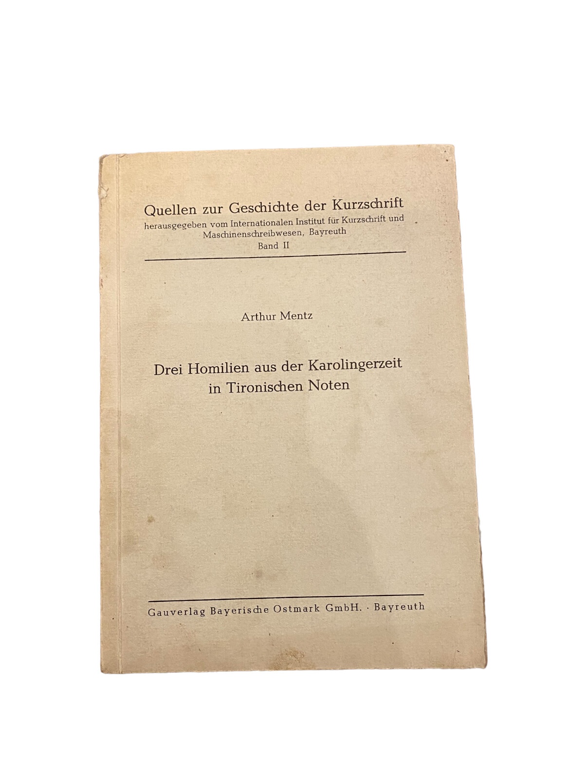 3743 Mentz DREI HOMILIEN AUS DER KAROLINGERZEIT IN TIRONISCHEN NOTEN +Abb