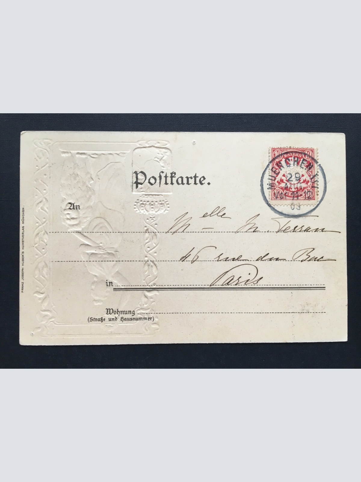 München Neues Nationalmuseum Prägekarte Statue Bayern Deutschland 400857 TH A