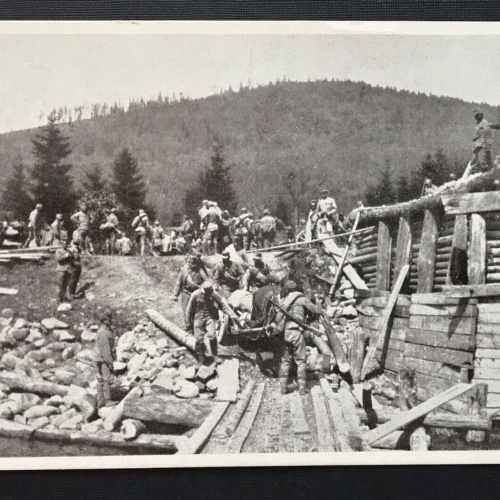 Schwierige Passage üb. Notsteg Kriegsschauplatz Soldaten Militär Krieg 400875 TH